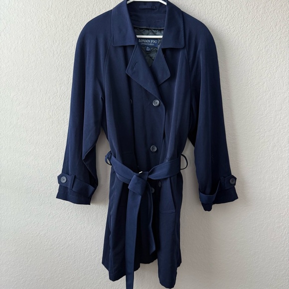 London Fog Women's Classic Blue Trench Coat - Picture 1 of 7